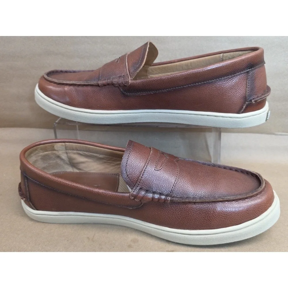 Johnnie-O Mens (12 M) Santa Monica Penny Loafers Leather Slip On Brown Shoes